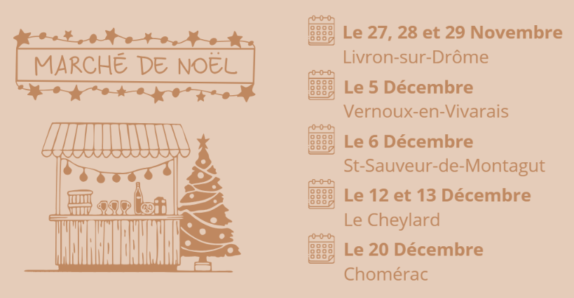 Affiche de marché de Noël avec calendrier des dates
